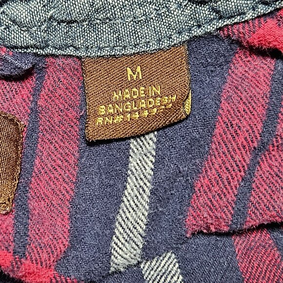 Lincoln Outfitters Flannel Button Front Shirt Mens Medium Red Plaid Long Sleeve - Picture 5 of 7